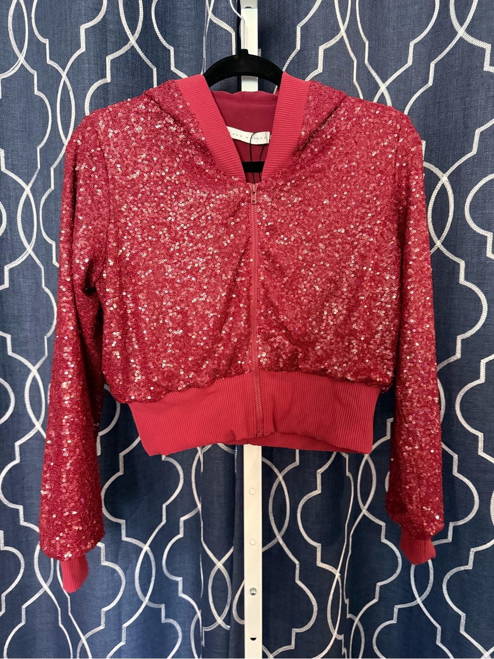 Susana Monaco Burgundy Sequin Zip Front Top Sz S NWT E19
